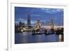 The Shard and Tower Bridge on the River Thames at Night, London, England, United Kingdom, Europe-Stuart Black-Framed Photographic Print