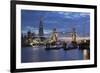 The Shard and Tower Bridge on the River Thames at Night, London, England, United Kingdom, Europe-Stuart Black-Framed Photographic Print