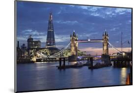 The Shard and Tower Bridge on the River Thames at Night, London, England, United Kingdom, Europe-Stuart Black-Mounted Photographic Print