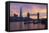 The Shard and Tower Bridge on the River Thames at Sunset, London, England, United Kingdom, Europe-Stuart Black-Framed Stretched Canvas