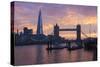 The Shard and Tower Bridge on the River Thames at Sunset, London, England, United Kingdom, Europe-Stuart Black-Stretched Canvas