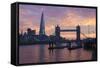 The Shard and Tower Bridge on the River Thames at Sunset, London, England, United Kingdom, Europe-Stuart Black-Framed Stretched Canvas