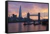 The Shard and Tower Bridge on the River Thames at Sunset, London, England, United Kingdom, Europe-Stuart Black-Framed Stretched Canvas