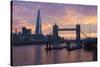 The Shard and Tower Bridge on the River Thames at Sunset, London, England, United Kingdom, Europe-Stuart Black-Stretched Canvas