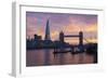 The Shard and Tower Bridge on the River Thames at Sunset, London, England, United Kingdom, Europe-Stuart Black-Framed Photographic Print