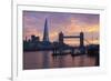 The Shard and Tower Bridge on the River Thames at Sunset, London, England, United Kingdom, Europe-Stuart Black-Framed Photographic Print