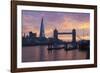 The Shard and Tower Bridge on the River Thames at Sunset, London, England, United Kingdom, Europe-Stuart Black-Framed Photographic Print