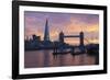 The Shard and Tower Bridge on the River Thames at Sunset, London, England, United Kingdom, Europe-Stuart Black-Framed Photographic Print