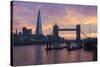 The Shard and Tower Bridge on the River Thames at Sunset, London, England, United Kingdom, Europe-Stuart Black-Stretched Canvas