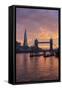 The Shard and Tower Bridge on the River Thames at Sunset, London, England, United Kingdom, Europe-Stuart Black-Framed Stretched Canvas