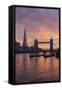 The Shard and Tower Bridge on the River Thames at Sunset, London, England, United Kingdom, Europe-Stuart Black-Framed Stretched Canvas