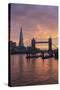 The Shard and Tower Bridge on the River Thames at Sunset, London, England, United Kingdom, Europe-Stuart Black-Stretched Canvas