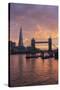 The Shard and Tower Bridge on the River Thames at Sunset, London, England, United Kingdom, Europe-Stuart Black-Stretched Canvas