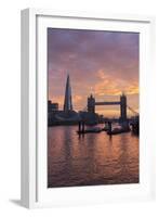 The Shard and Tower Bridge on the River Thames at Sunset, London, England, United Kingdom, Europe-Stuart Black-Framed Photographic Print