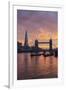 The Shard and Tower Bridge on the River Thames at Sunset, London, England, United Kingdom, Europe-Stuart Black-Framed Photographic Print