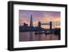 The Shard and Tower Bridge on the River Thames at Sunset, London, England, United Kingdom, Europe-Stuart Black-Framed Photographic Print