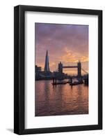 The Shard and Tower Bridge on the River Thames at Sunset, London, England, United Kingdom, Europe-Stuart Black-Framed Photographic Print