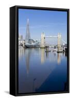 The Shard and Tower Bridge Stand Tall Above the River Thames-Charles Bowman-Framed Stretched Canvas