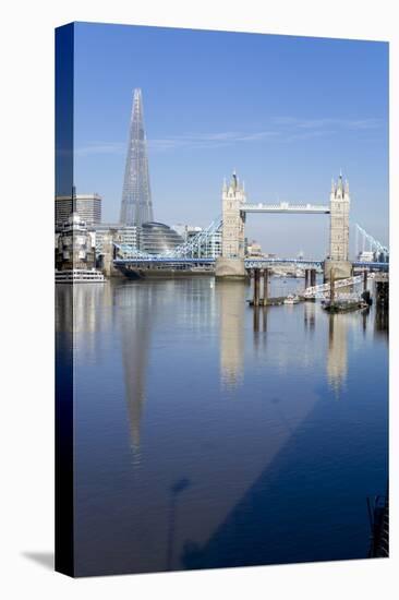 The Shard and Tower Bridge Stand Tall Above the River Thames-Charles Bowman-Stretched Canvas