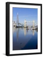 The Shard and Tower Bridge Stand Tall Above the River Thames-Charles Bowman-Framed Premium Photographic Print