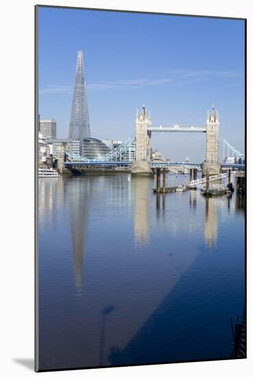 The Shard and Tower Bridge Stand Tall Above the River Thames-Charles Bowman-Mounted Photographic Print