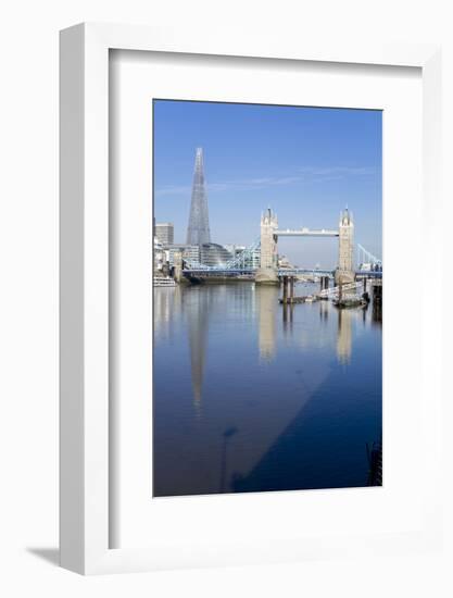 The Shard and Tower Bridge Stand Tall Above the River Thames-Charles Bowman-Framed Photographic Print