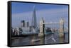 The Shard and Tower Bridge Standing Tall Above the River Thames with Rn Flags in Foreground-Charles Bowman-Framed Stretched Canvas