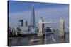 The Shard and Tower Bridge Standing Tall Above the River Thames with Rn Flags in Foreground-Charles Bowman-Stretched Canvas