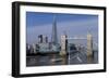 The Shard and Tower Bridge Standing Tall Above the River Thames with Rn Flags in Foreground-Charles Bowman-Framed Photographic Print