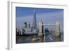 The Shard and Tower Bridge Standing Tall Above the River Thames with Rn Flags in Foreground-Charles Bowman-Framed Photographic Print