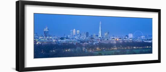 The Shard, Canary Wharf and London Eye Above Hyde Park, London, England, UK-Jon Arnold-Framed Photographic Print