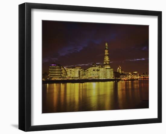 The Shard, City Hall, More London Place, Southwark Crown Court and Hms Belfast at Night, London, En-Mark Chivers-Framed Photographic Print