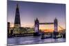 The Shard with Tower Bridge and River Thames at sunset, London, England, United Kingdom, Europe-Charles Bowman-Mounted Photographic Print