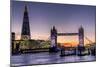 The Shard with Tower Bridge and River Thames at sunset, London, England, United Kingdom, Europe-Charles Bowman-Mounted Photographic Print