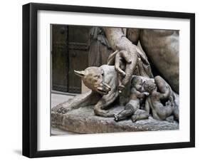 The She-Wolf, Romulus and Remus, Detail of Marble Statue Personifying Tiber-null-Framed Giclee Print