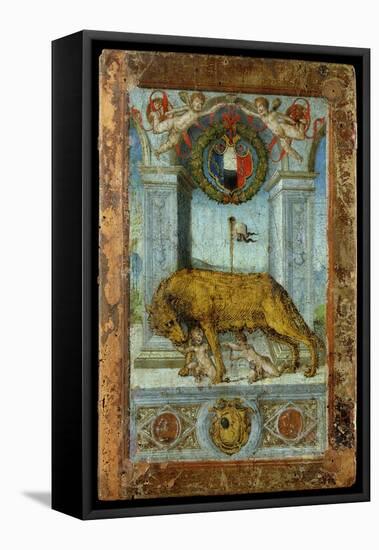 The She-Wolf Suckling Romulus and Remus-null-Framed Stretched Canvas