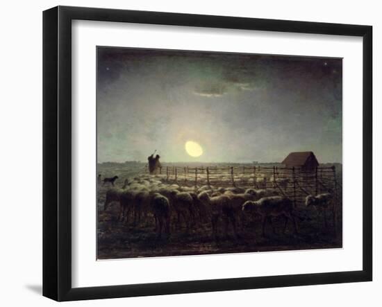 The Sheepfold, Moonlight, 1856-60-Jean-François Millet-Framed Giclee Print