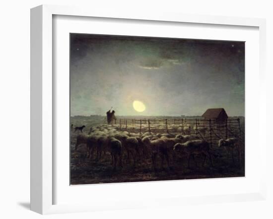 The Sheepfold, Moonlight, 1856-60-Jean-François Millet-Framed Giclee Print