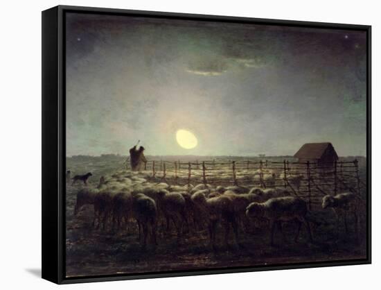 The Sheepfold, Moonlight, 1856-60-Jean-François Millet-Framed Stretched Canvas