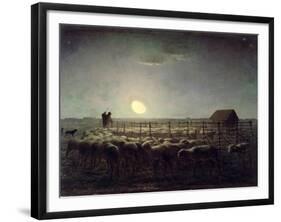 The Sheepfold, Moonlight, 1856-60-Jean-François Millet-Framed Giclee Print