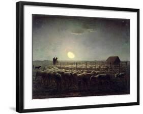 The Sheepfold, Moonlight, 1856-60-Jean-François Millet-Framed Giclee Print