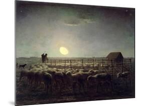 The Sheepfold, Moonlight, 1856-60-Jean-François Millet-Mounted Giclee Print