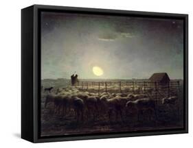 The Sheepfold, Moonlight, 1856-60-Jean-François Millet-Framed Stretched Canvas