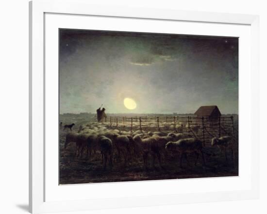 The Sheepfold, Moonlight, 1856-60-Jean-François Millet-Framed Giclee Print