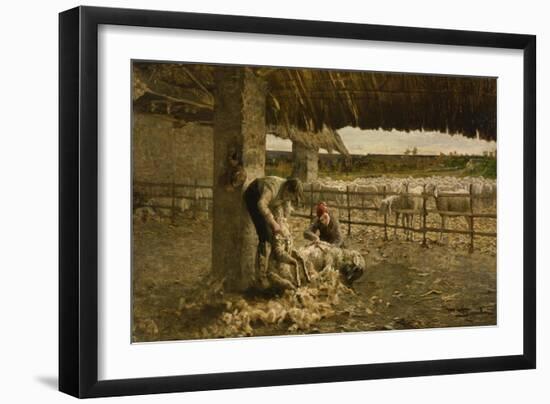 The Sheepshearing, 1883-1884-Giovanni Segantini-Framed Giclee Print