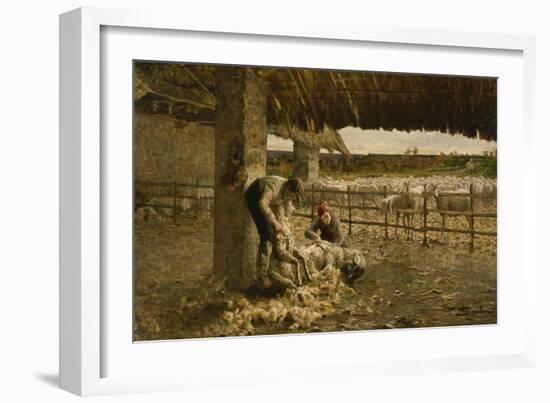 The Sheepshearing, 1883-1884-Giovanni Segantini-Framed Giclee Print