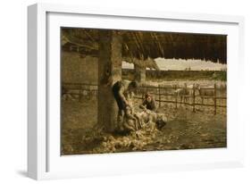 The Sheepshearing, 1883-1884-Giovanni Segantini-Framed Giclee Print