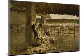 The Sheepshearing, 1883-1884-Giovanni Segantini-Mounted Giclee Print