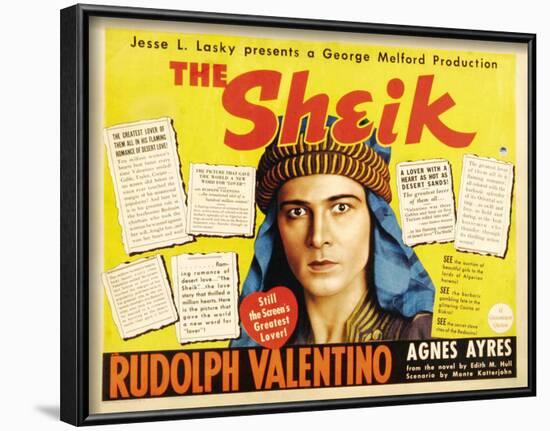 The Sheik Movie Rudolph Valentino Agnes Ayres Adolphe Menjou Poster Print-null-Framed Poster