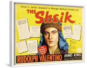 The Sheik Movie Rudolph Valentino Agnes Ayres Adolphe Menjou Poster Print-null-Framed Poster